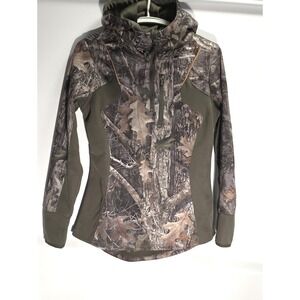 Women's Realtree Camo Half-Zip Hoodie - Olive/Tan Size M